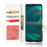 Sony Xperia 5 IV PU Litchi Skin Flip Deksel med Lommebok - Hvit