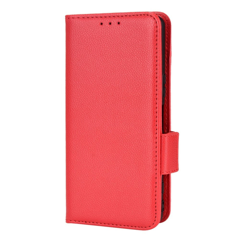 Sony Xperia 5 IV PU Litchi Skin Flip Deksel med Lommebok - Rød