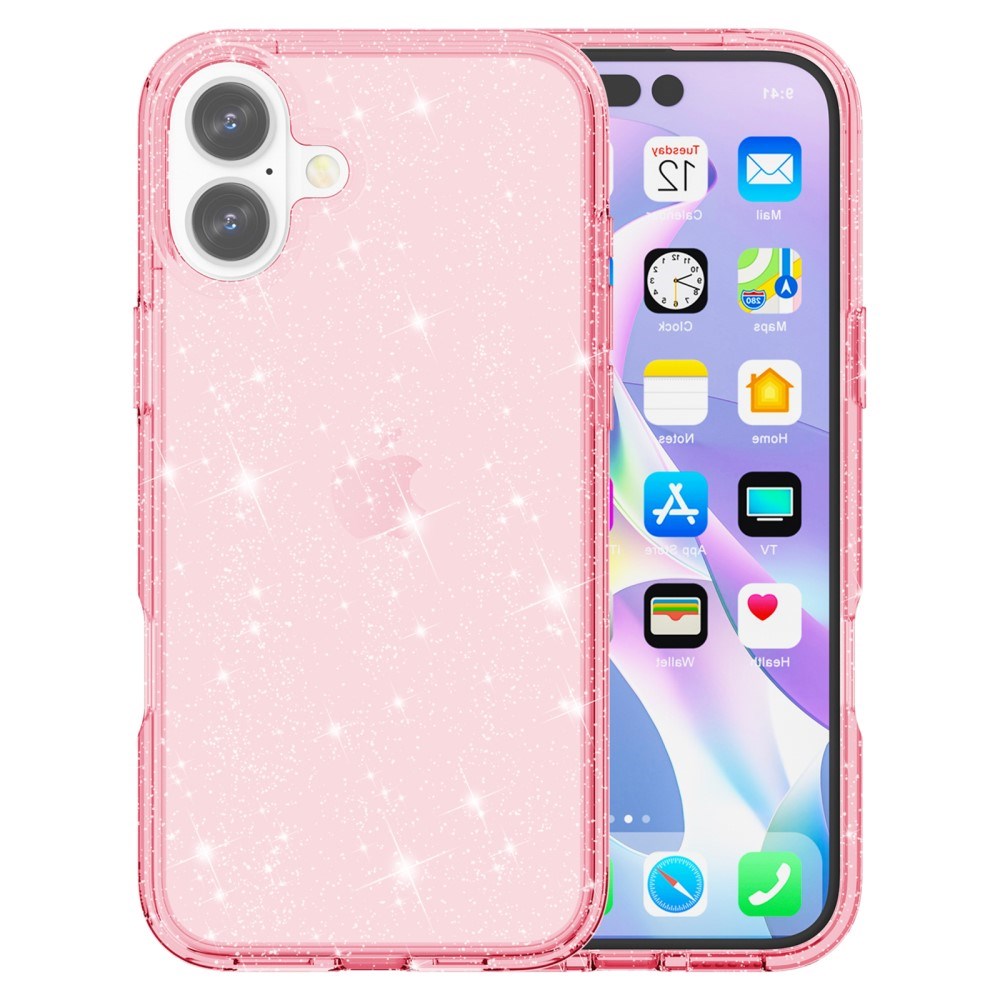 EIDERWOOD iPhone 16 Plus Hybrid Plast Deksel - Rosa Glitter