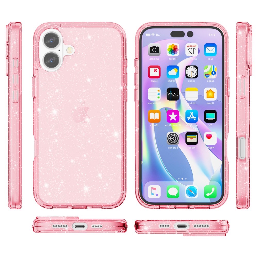 EIDERWOOD iPhone 16 Plus Hybrid Plast Deksel - Rosa Glitter