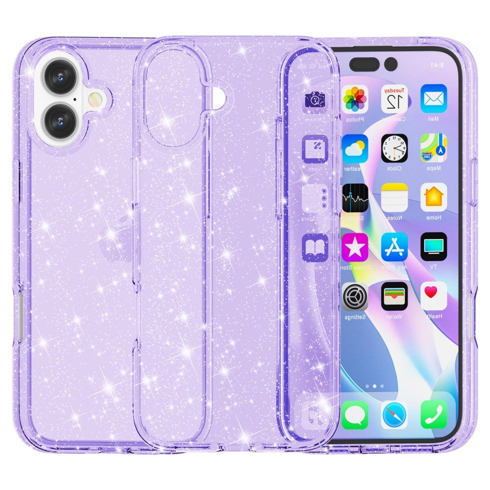 EIDERWOOD iPhone 16 Plus Hybrid Plast Deksel - Lilla Glitter