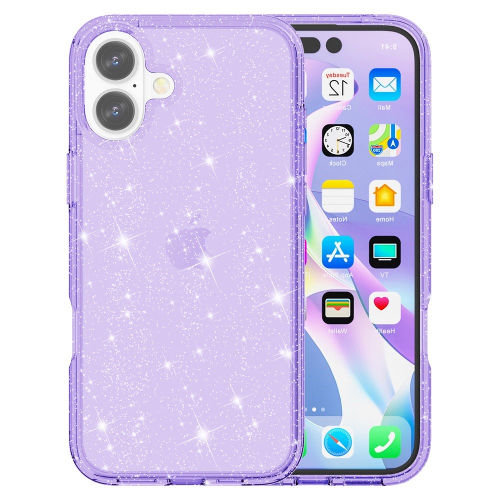 EIDERWOOD iPhone 16 Plus Hybrid Plast Deksel - Lilla Glitter