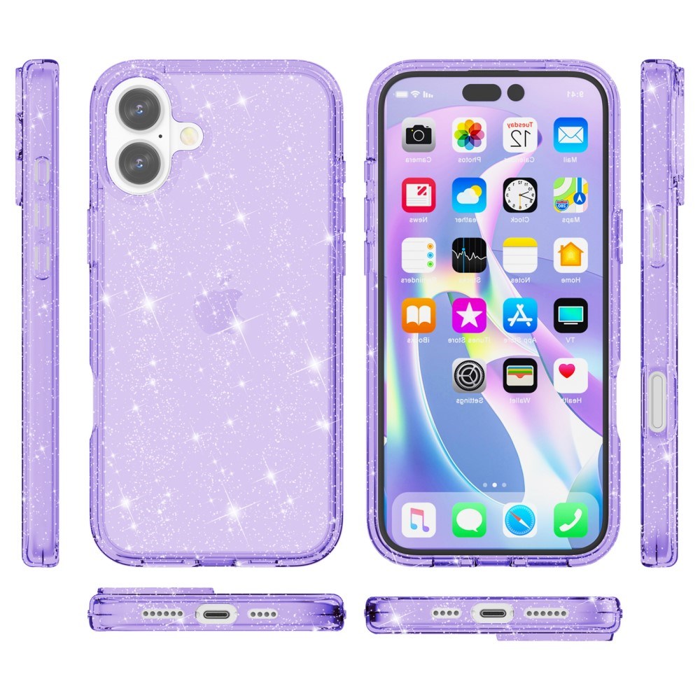 EIDERWOOD iPhone 16 Plus Hybrid Plast Deksel - Lilla Glitter