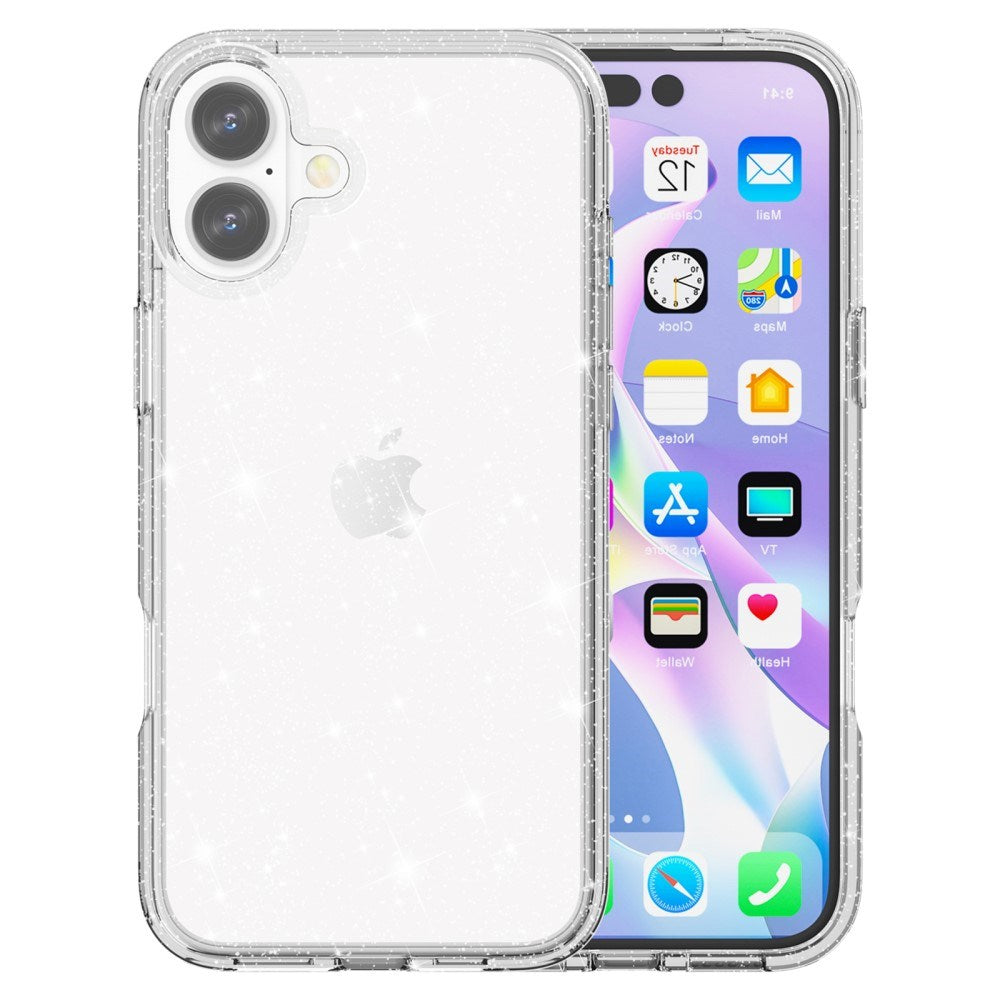 EIDERWOOD iPhone 16 Plus Hybrid Plast Deksel - Hvit Glitter