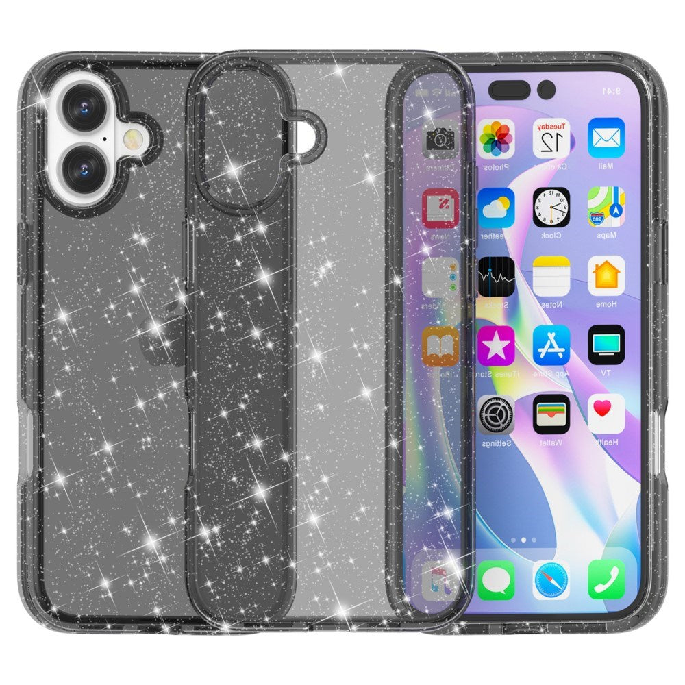 EIDERWOOD iPhone 16 Plus Hybrid Plast Deksel - Svart Glitter