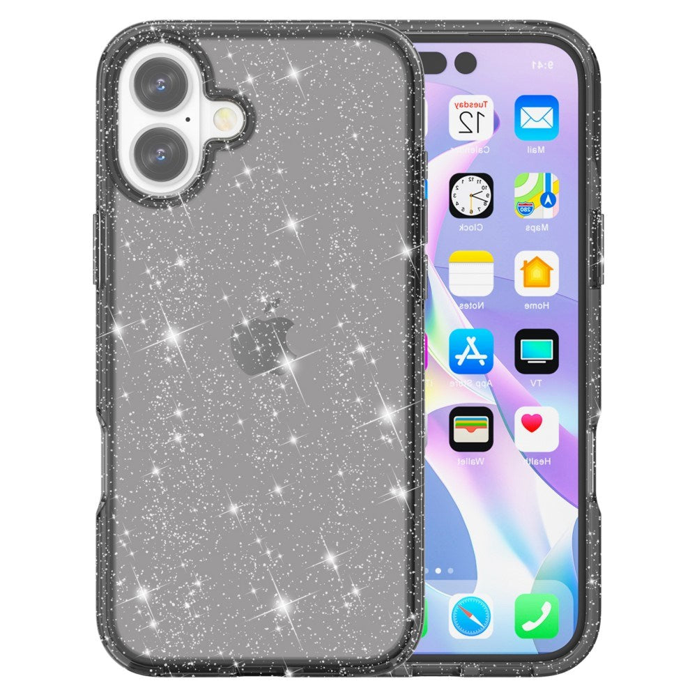 EIDERWOOD iPhone 16 Plus Hybrid Plast Deksel - Svart Glitter