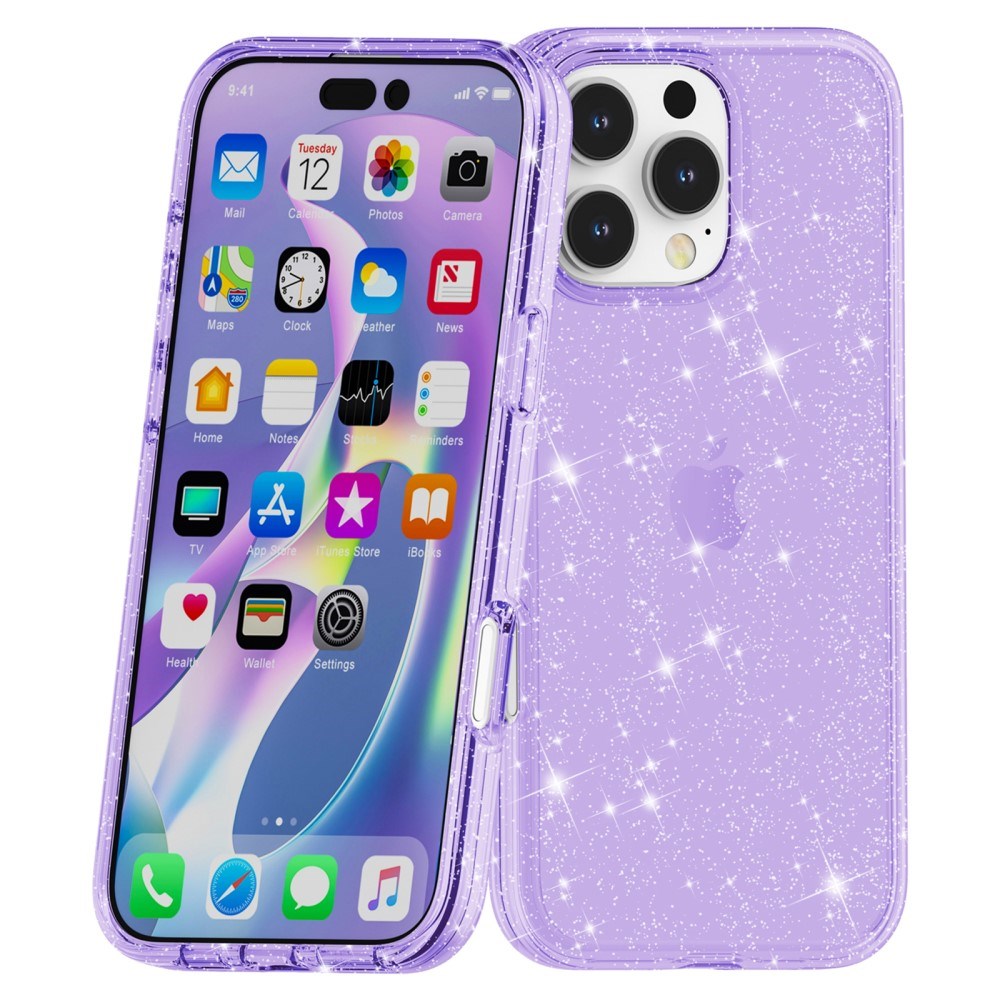 EIDERWOOD iPhone 16 Pro Max Hybrid Plast Deksel - Lilla Glitter