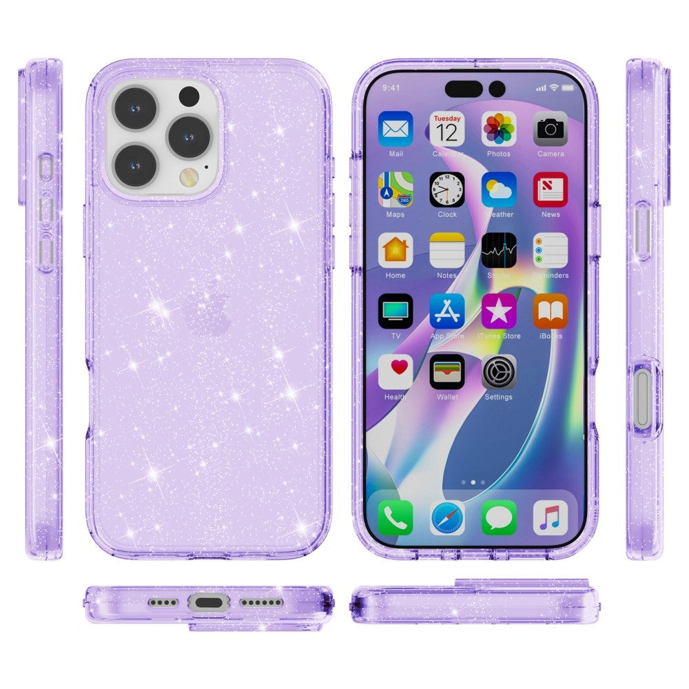 EIDERWOOD iPhone 16 Pro Max Hybrid Plast Deksel - Lilla Glitter