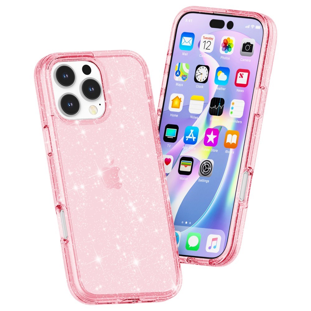 EIDERWOOD iPhone 16 Pro Hybrid Plast Deksel - Rosa Glitter