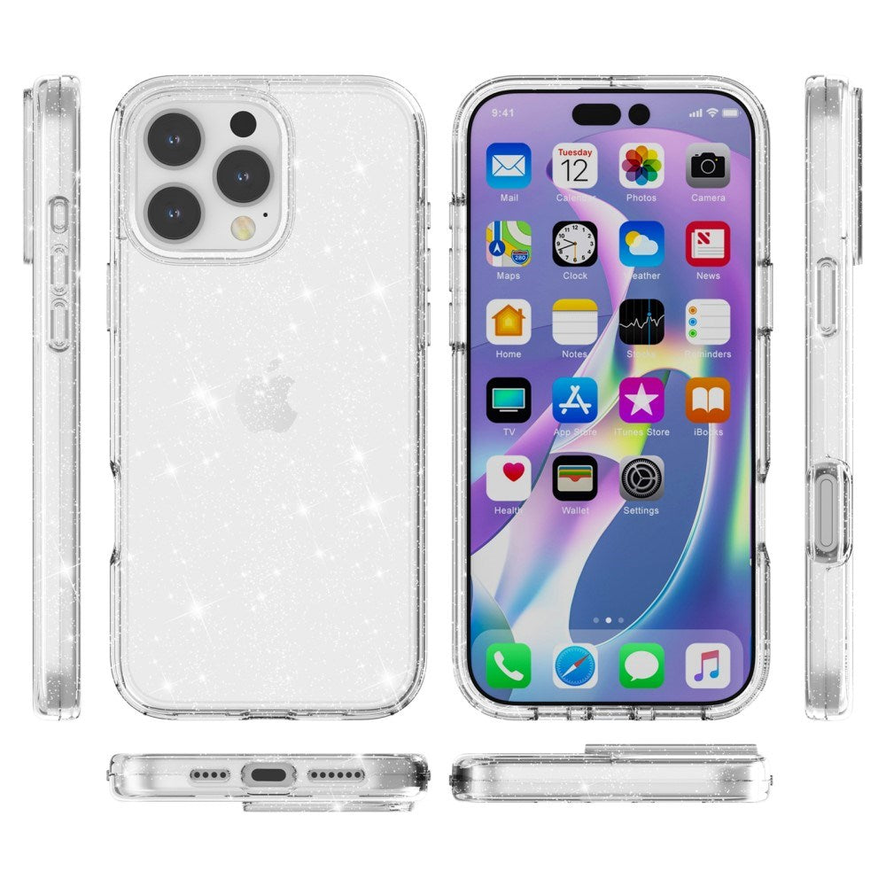 EIDERWOOD iPhone 16 Pro Hybrid Plast Deksel - Hvit Glitter