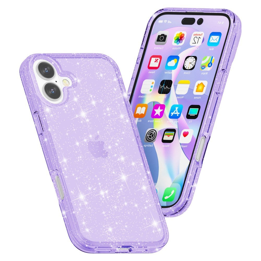 EIDERWOOD iPhone 16 Hybrid Plast Deksel - Lilla Glitter