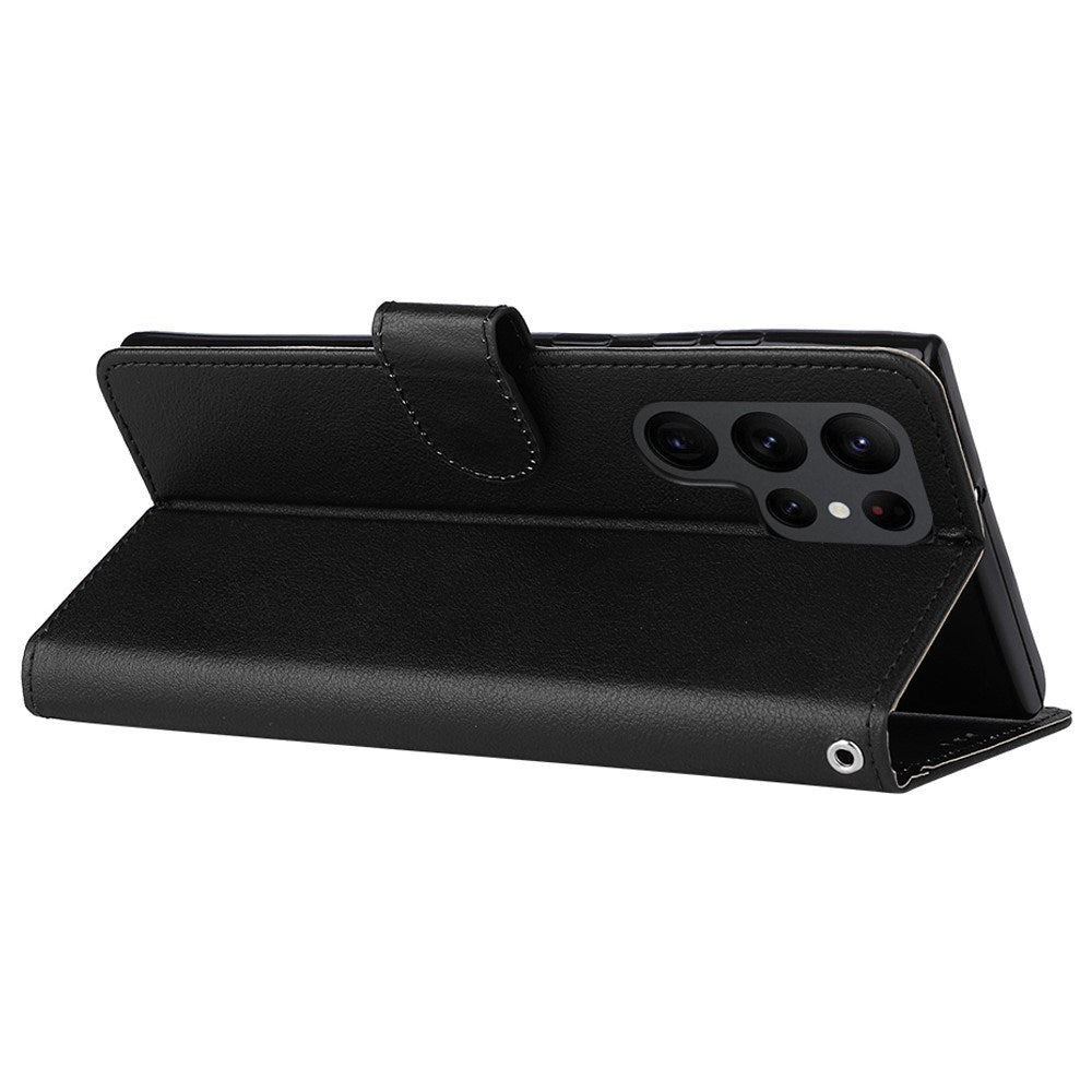 EIDERWOOD Samsung Galaxy S23 Ultra Blankt Kunstskinn Mobildeksel med Lommebok - Svart