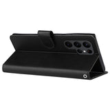 EIDERWOOD Samsung Galaxy S23 Ultra Blankt Kunstskinn Mobildeksel med Lommebok - Svart