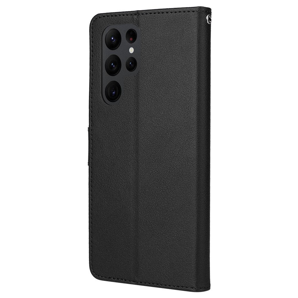 EIDERWOOD Samsung Galaxy S23 Ultra Blankt Kunstskinn Mobildeksel med Lommebok - Svart