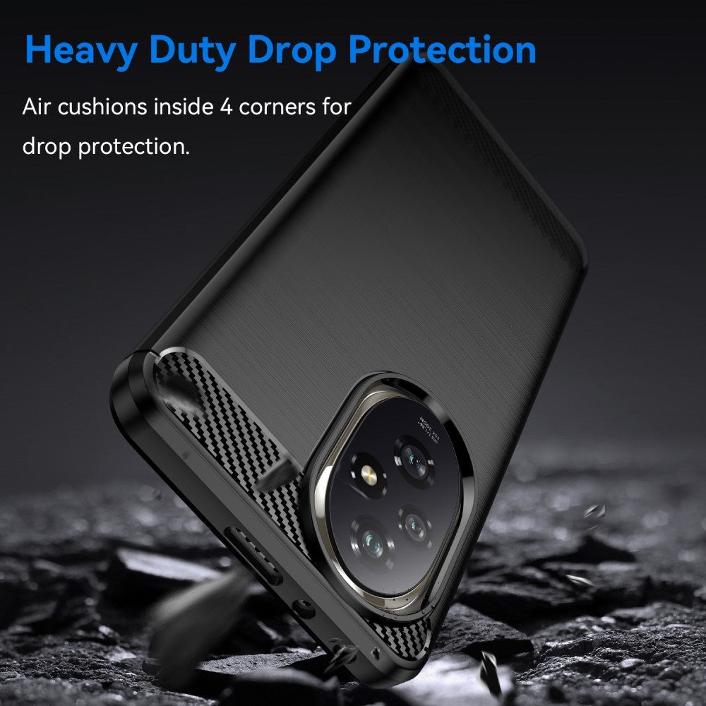EIDERWOOD Honor 200 Pro (5G) Brushed Carbon Fiber Fleksibelt Plast Deksel - Svart