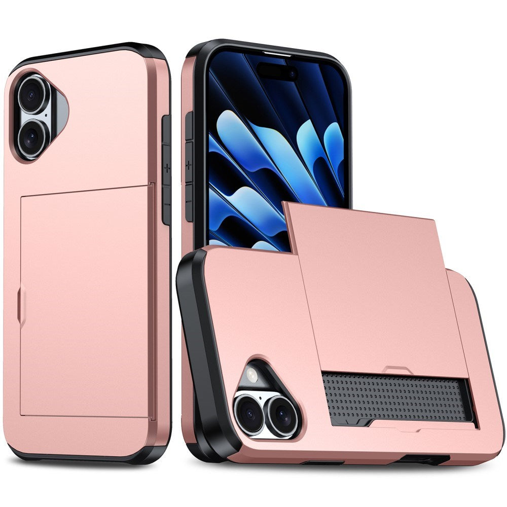 EIDERWOOD iPhone 16 Drop Proof Deksel m. Lommebok - Rose Gold