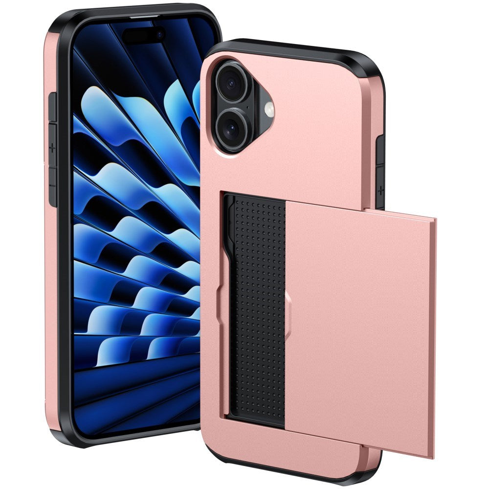 EIDERWOOD iPhone 16 Drop Proof Deksel m. Lommebok - Rose Gold