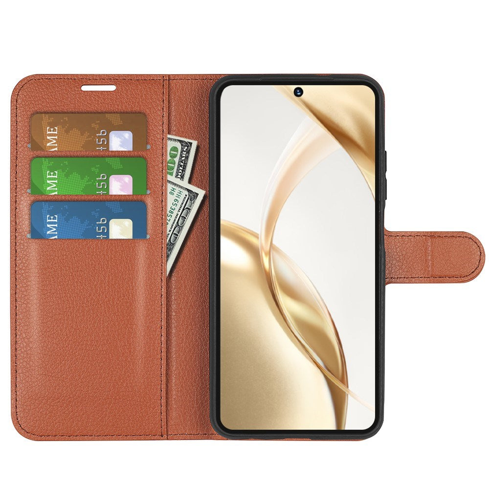 EIDERWOOD Honor 200 5G Deksel med Kortholder – Litchi Tekstur Kunstlær Flip-deksel - Brun