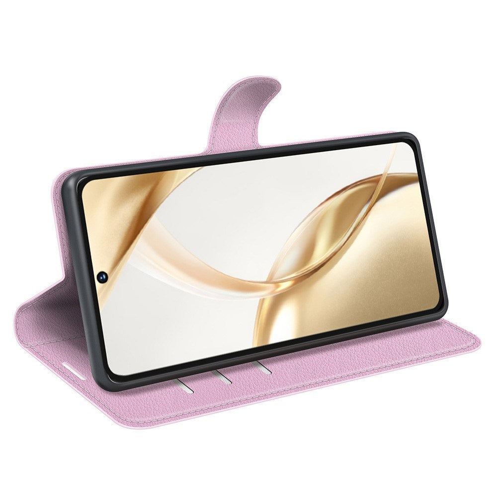 EIDERWOOD Honor 200 5G Deksel med Kortholder – Litchi Tekstur Kunstlær Flip-deksel - Pink