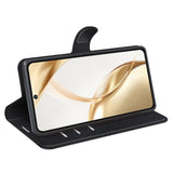 EIDERWOOD Honor 200 5G Deksel med Kortholder – Litchi Tekstur Kunstlær Flip-deksel - Svart