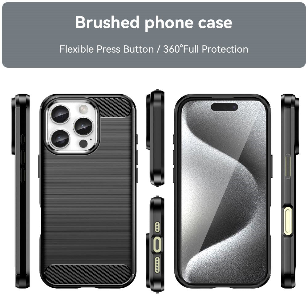 EIDERWOOD iPhone 16 Pro Brushed Carbon Deksel - Svart