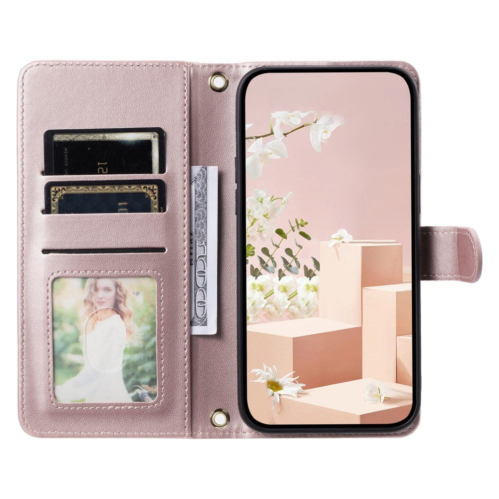 EIDERWOOD iPhone 16 Pro Max Skinn Flip Deksel m. Lommebok & Stropp - Rhombus - Rose Gold