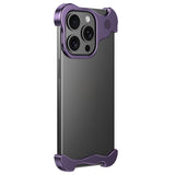 iPhone 15 Pro Todelt Metall Bumper Deksel - Lilla