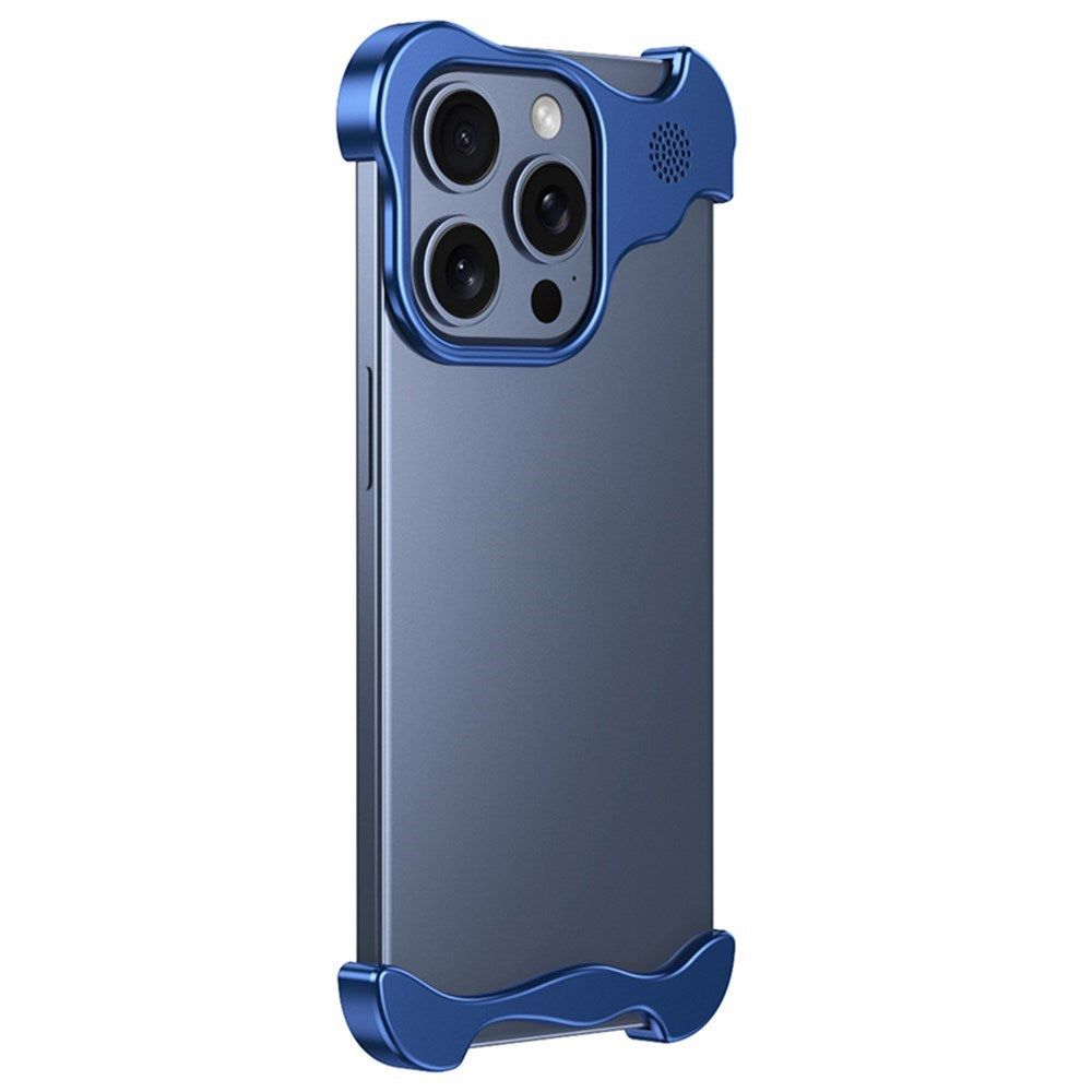 iPhone 15 Pro Todelt Metall Bumper Deksel - Blå