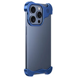 iPhone 15 Pro Todelt Metall Bumper Deksel - Blå