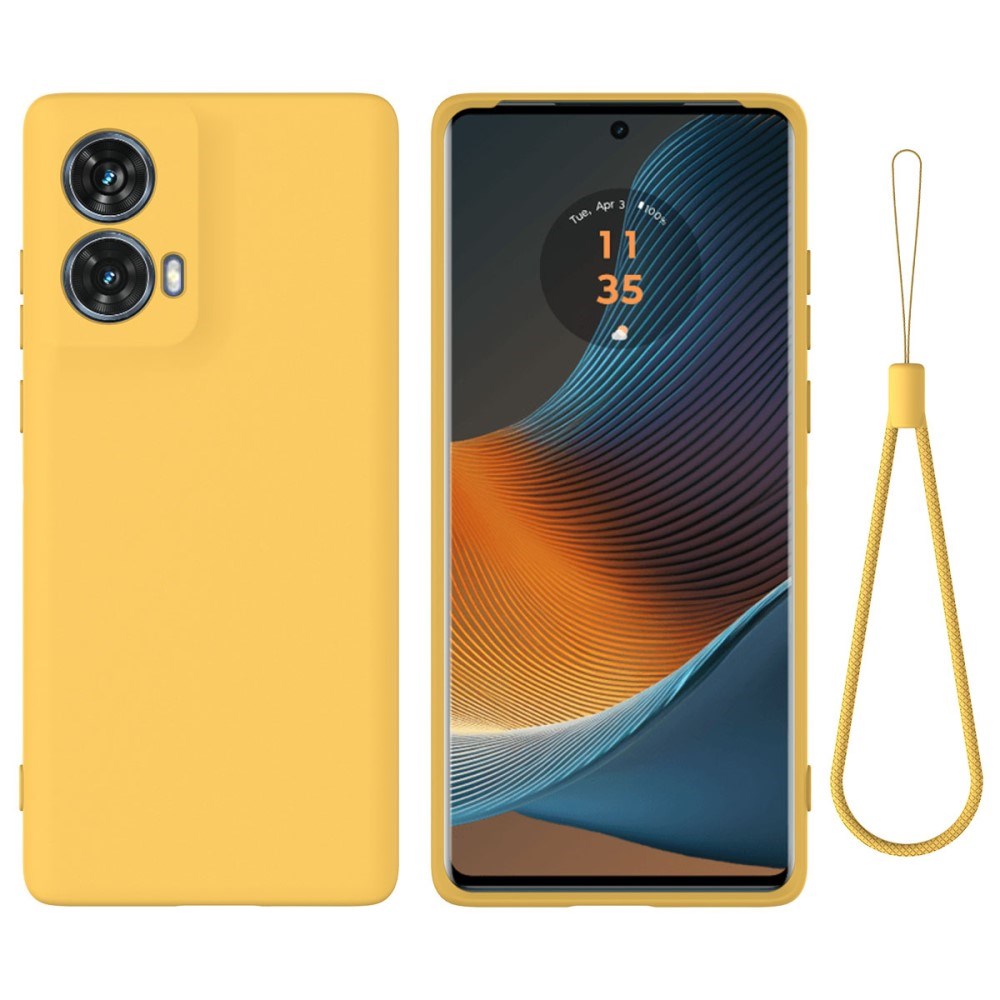 Motorola Moto G85 (5G) Liquid Silikon Deksel med Stropp - Gul