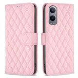 EIDERWOOD OnePlus Nord CE4 Lite (5G) Skinn Flip Deksel m. Lommebok & Stropp - Rhombus - Rosa