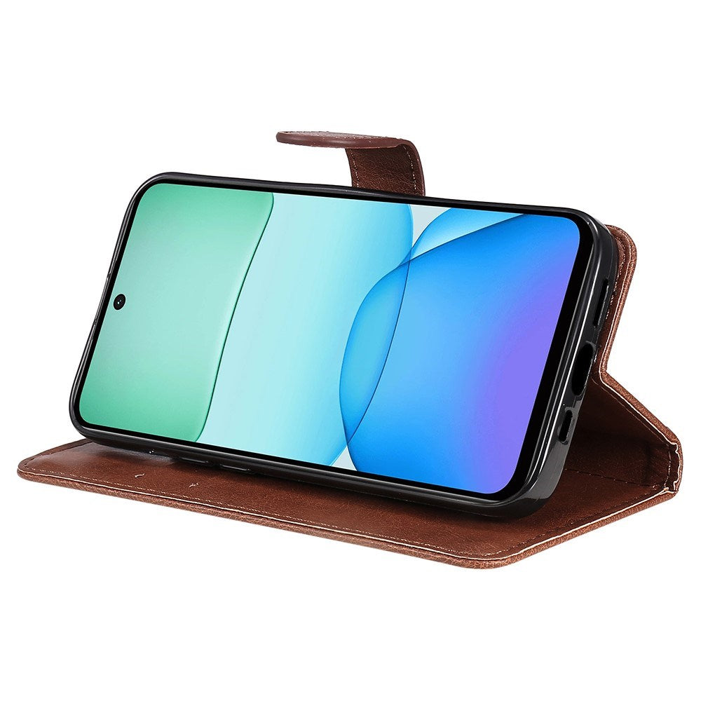 EIDERWOOD Xiaomi Redmi 13 Deksel i Kunstskinn med Lommebok og Stropp - Brun