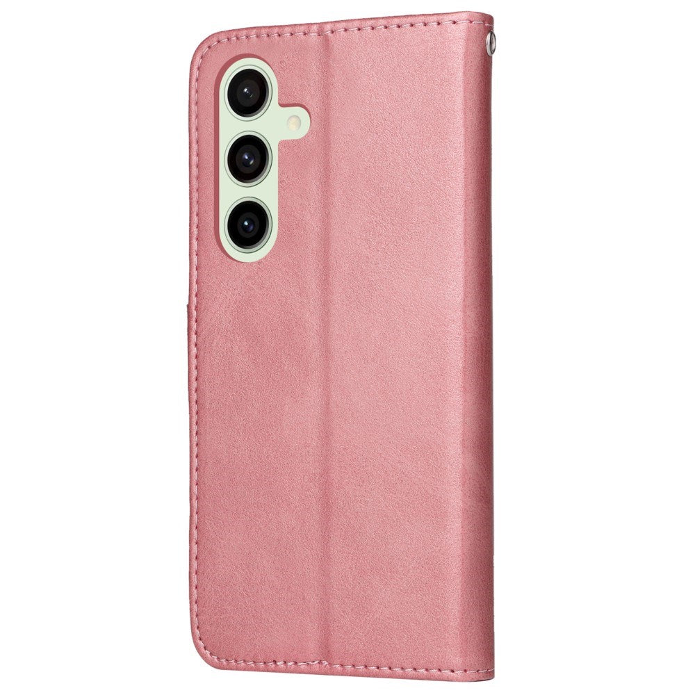 EIDERWOOD Samsung Galaxy S24 FE Skinndeksel med Lommebok og Stropp - Rosa