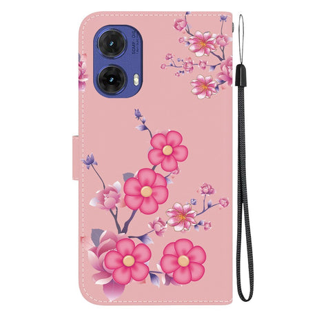 EIDERWOOD Motorola Moto G85 (5G) Kunstskinn Deksel med Lommebok og Stropp - Rosa Blomster