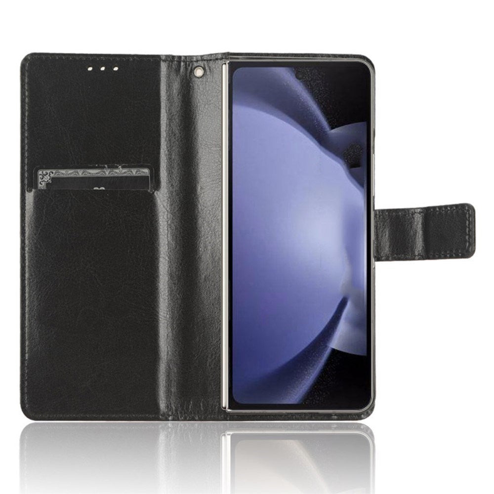 EIDERWOOD Samsung Galaxy Z Fold6 Leather Deksel med Lommebok og Stropp - Svart