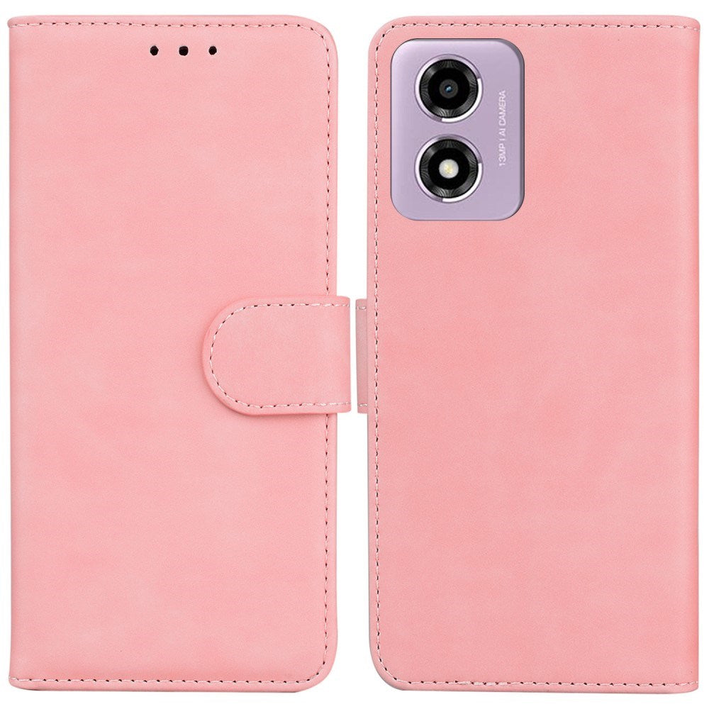 EIDERWOOD Motorola Moto E14 (4G) / G04s (4G) Kunst Skinn Flip Deksel med Stativ & Lommebok - Rosa