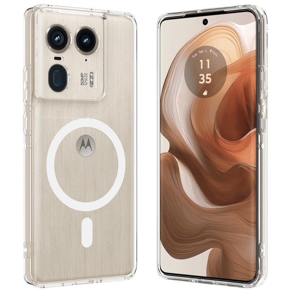 EIDERWOOD Motorola Edge 50 Ultra Hybrid Plast Deksel - MagSafe Kompatibel - Gjennomsiktig / Hvit