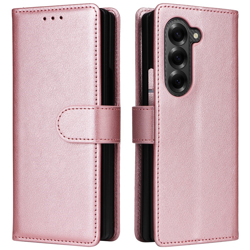 EIDERWOOD Samsung Galaxy Z Fold6 Kunstskinn Flip Deksel m. Kortholder & Stropp - Rosa