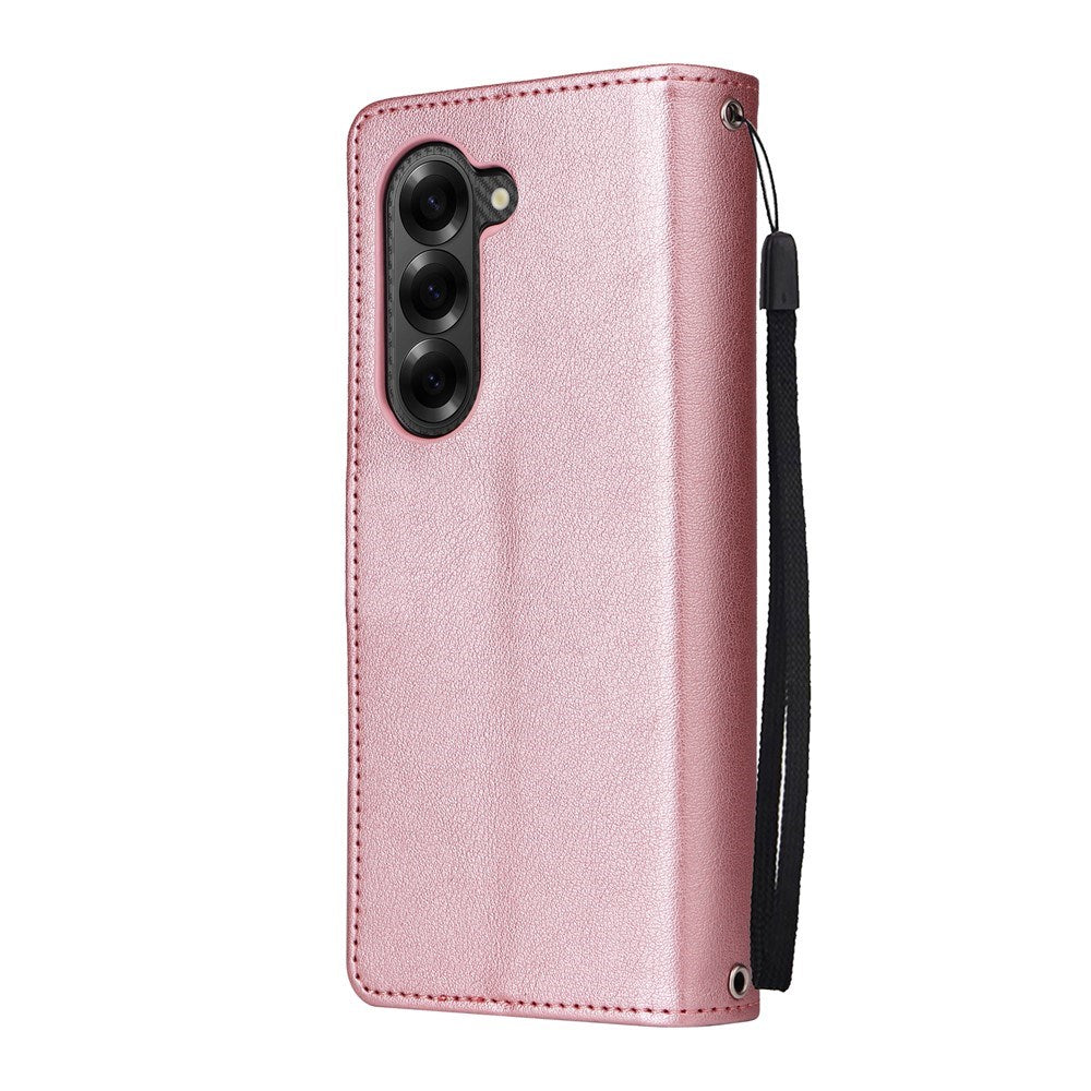EIDERWOOD Samsung Galaxy Z Fold6 Kunstskinn Flip Deksel m. Kortholder & Stropp - Rosa