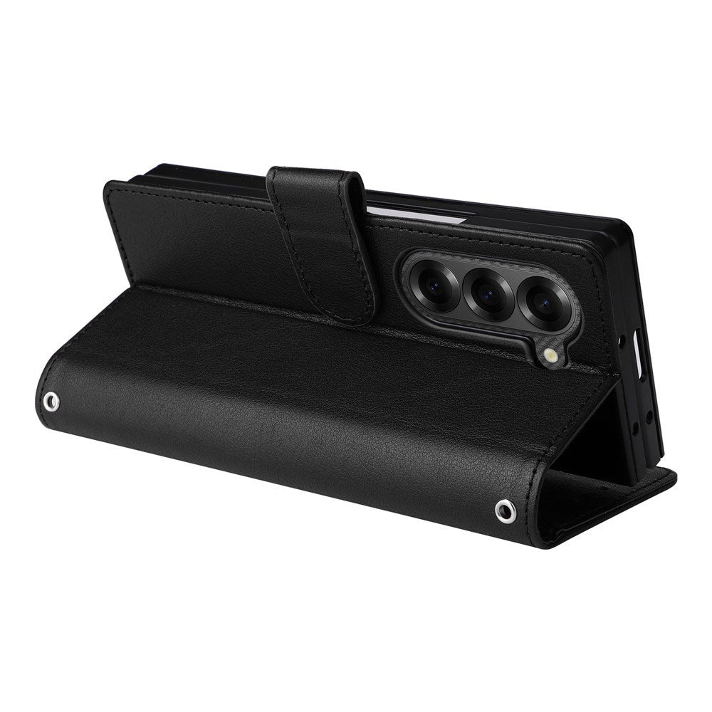 EIDERWOOD Samsung Galaxy Z Fold6 Kunstskinn Flip Deksel m. Kortholder & Stropp - Svart