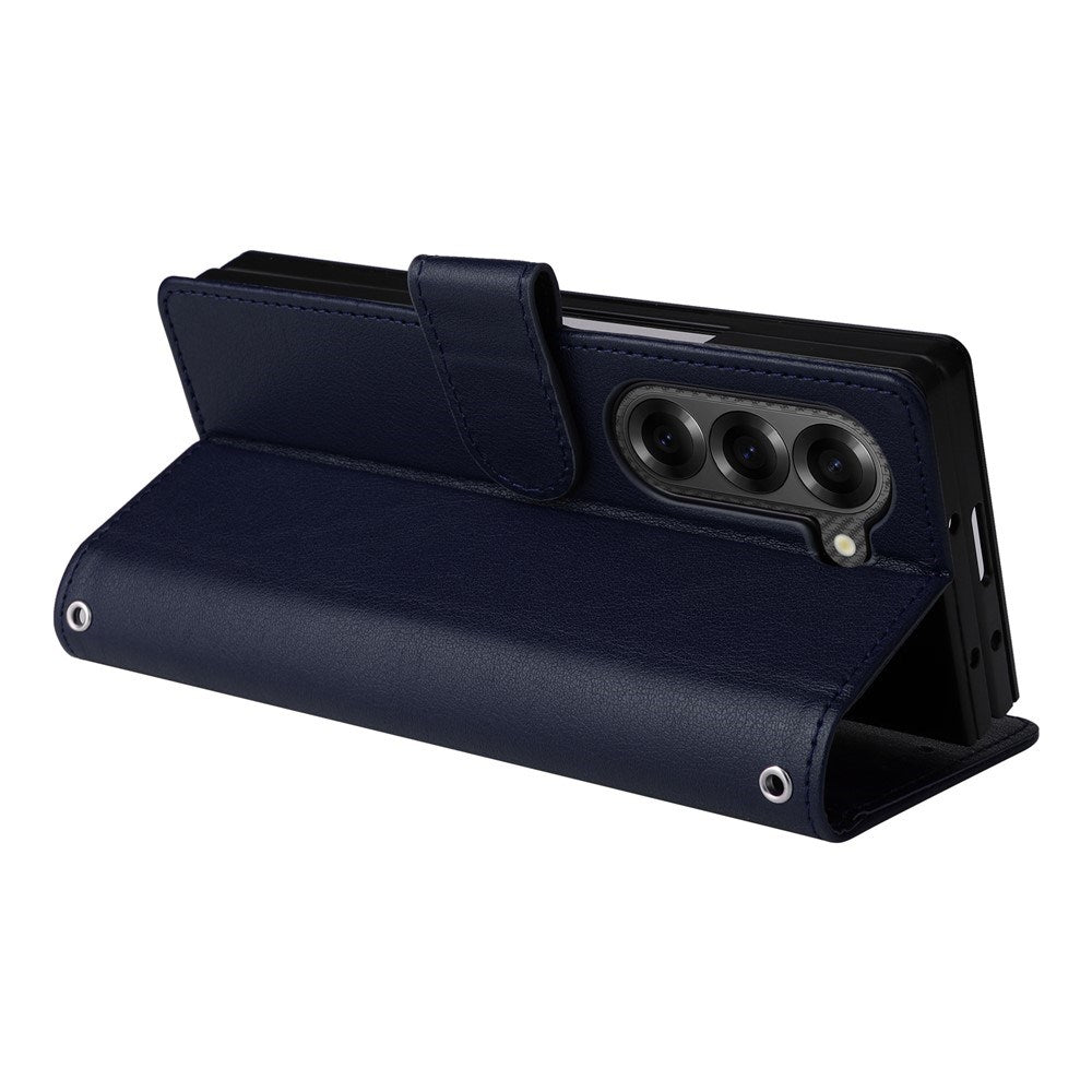 EIDERWOOD Samsung Galaxy Z Fold6 Kunstskinn Flip Deksel m. Kortholder & Stropp - Blå