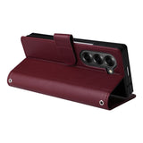 EIDERWOOD Samsung Galaxy Z Fold6 Kunstskinn Flip Deksel m. Kortholder & Stropp - Mørkerød