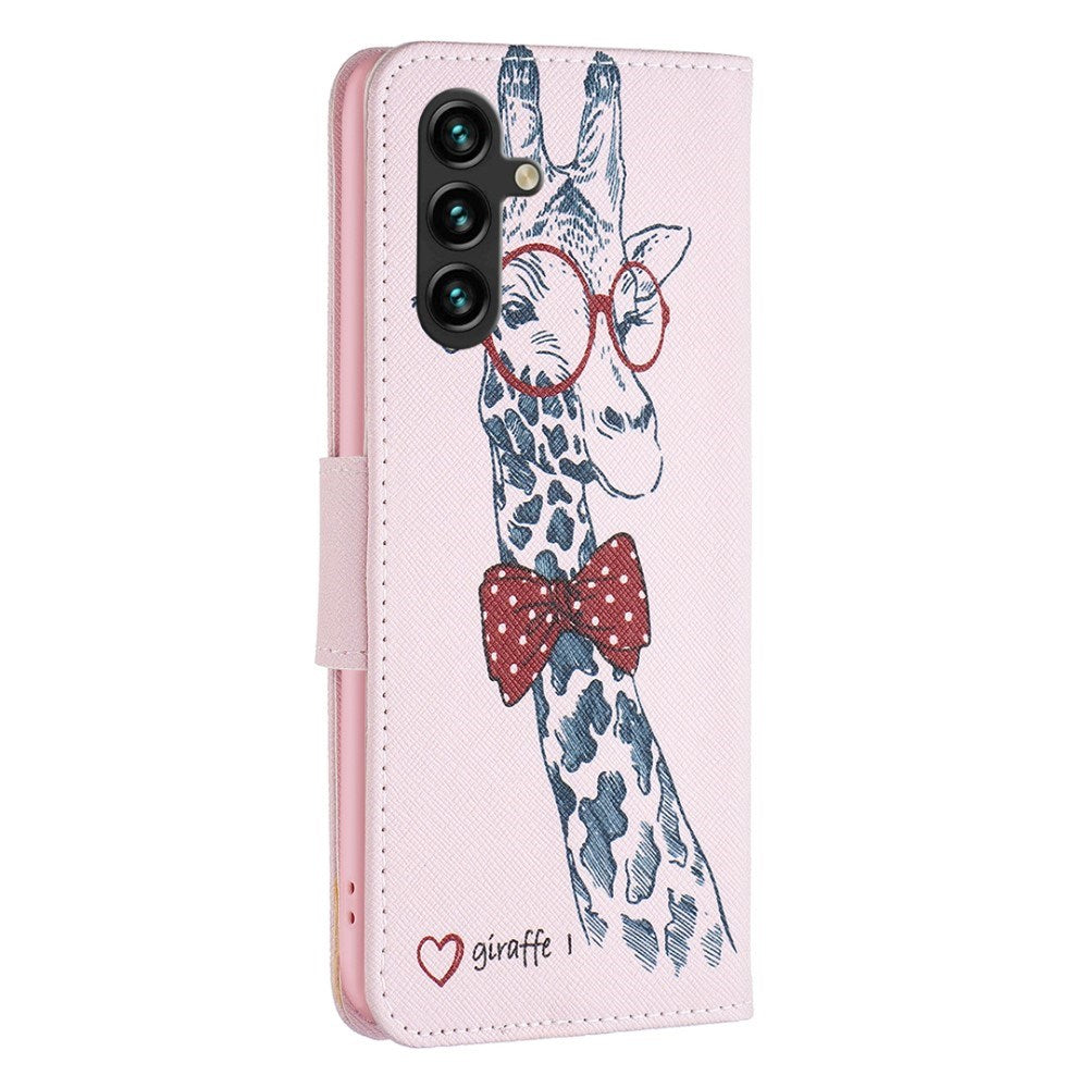 EIDERWOOD Samsung Galaxy A16 Kunstskinn Flip Deksel m. Lommebok & Giraffe med Briller