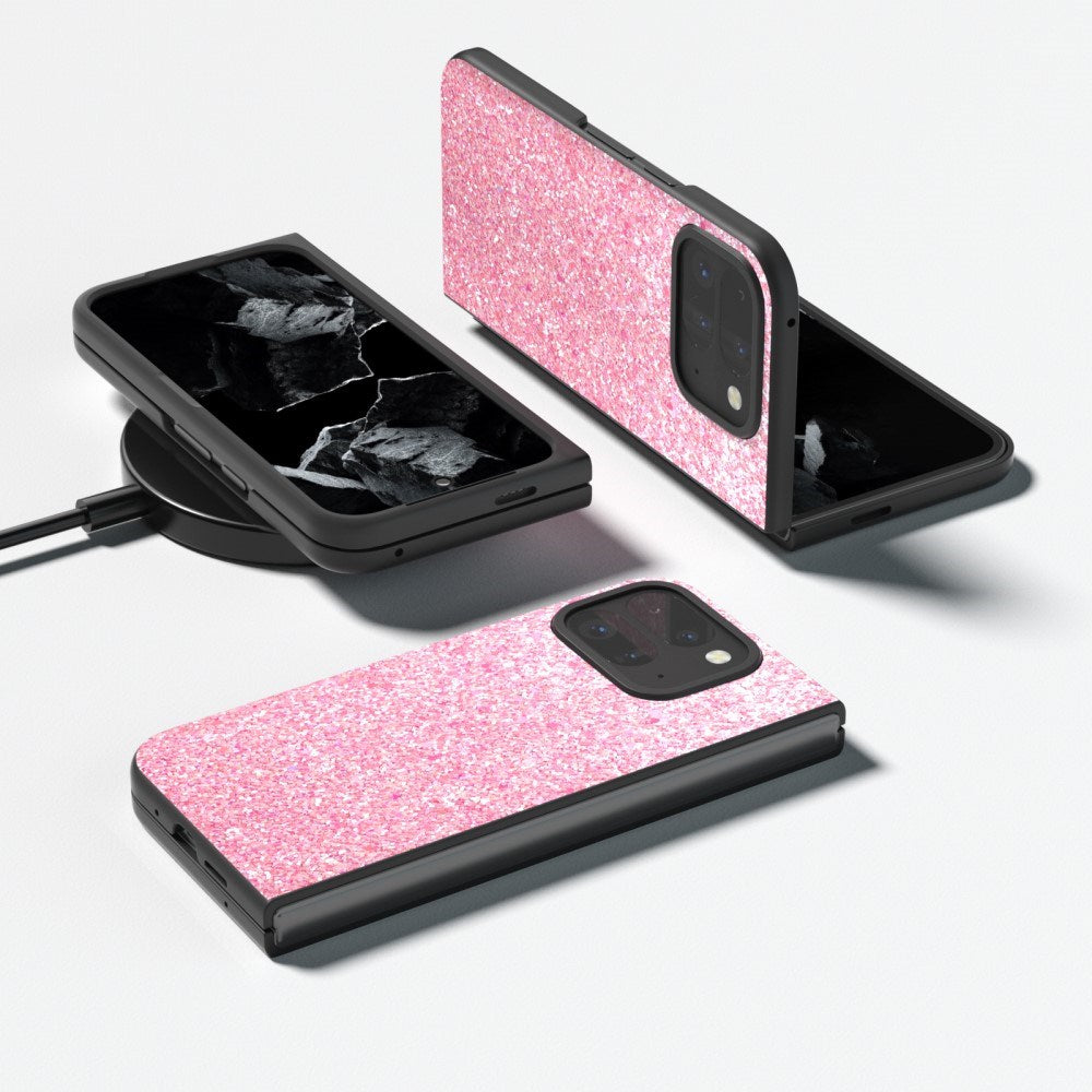 EIDERWOOD Google Pixel 9 Pro Fold (5G) Kunstskinn Glitter Deksel - Rosa