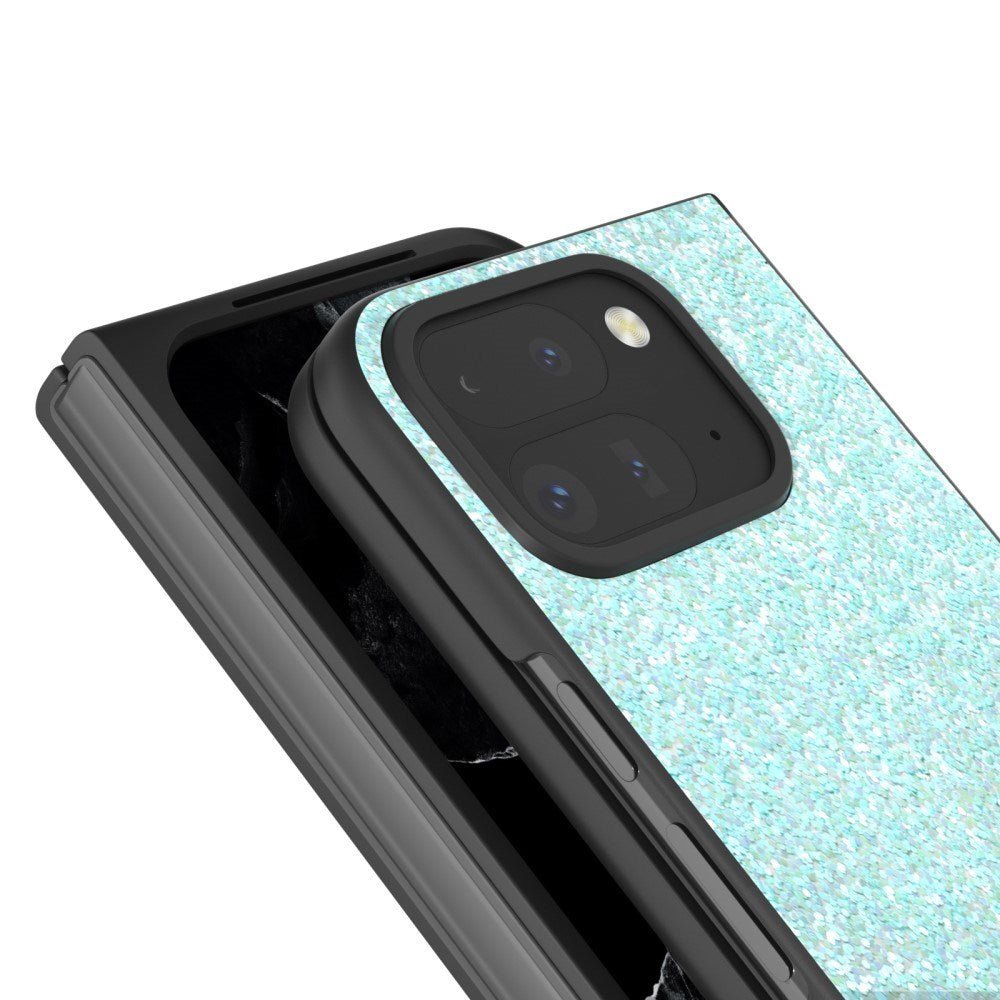 EIDERWOOD Google Pixel 9 Pro Fold (5G) Kunstskinn Glitter Deksel - Blå