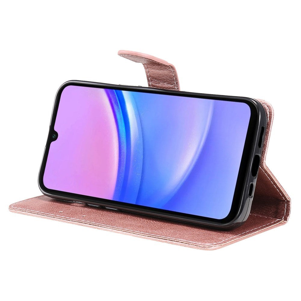 Samsung Galaxy A16 (4G/5G) Kunstskinn Flippdeksel med Lommebok og Stropp - Rose Gold