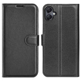 EIDERWOOD Samsung Galaxy A06 Litchi Leather Flip Deksel med Lommebok - Svart