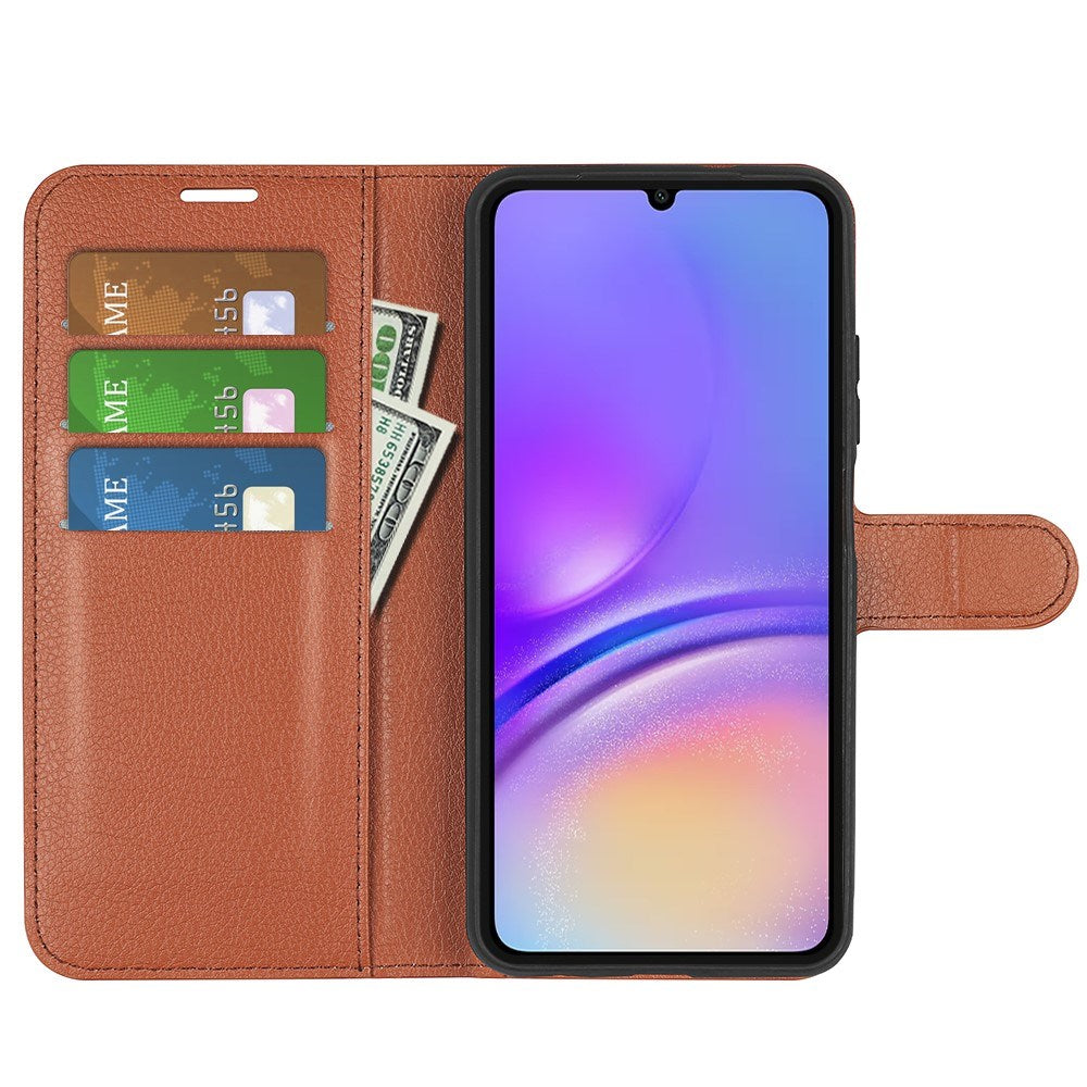 EIDERWOOD Samsung Galaxy A06 Litchi Leather Flip Deksel med Lommebok - Brun