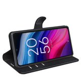 EIDERWOOD TCL 505 Litchi Kunstskinn Flip Deksel med Lommebok & Stativfunksjon - Svart