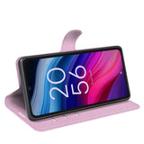 EIDERWOOD TCL 505 Litchi Kunstskinn Flip Deksel med Lommebok & Stativfunksjon - Rosa